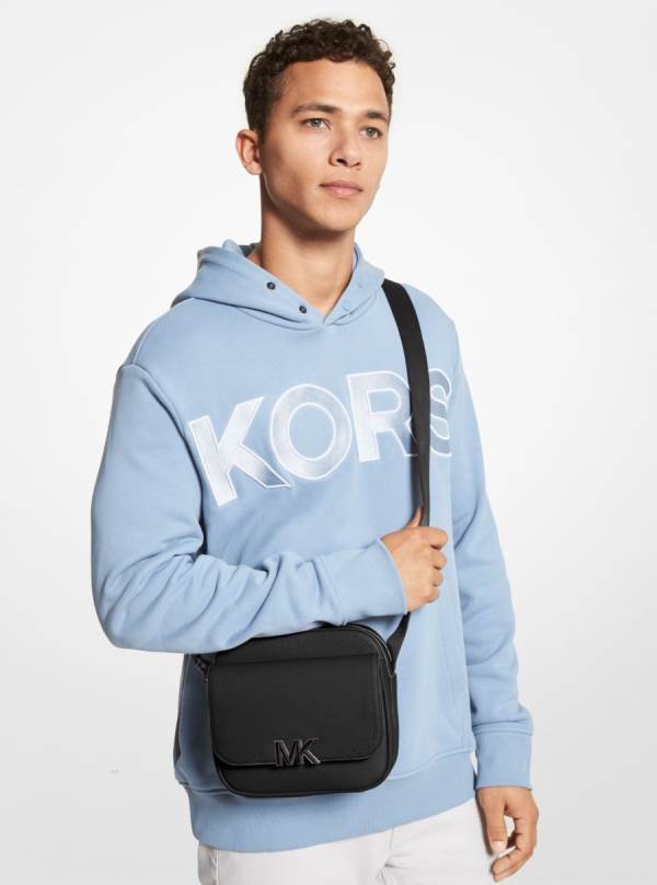 Panske Crossbody Kabelka Michael Kors Hudson Textured Leather Čierne - Tasky Michael Kors Outlet | WGCZF-3159